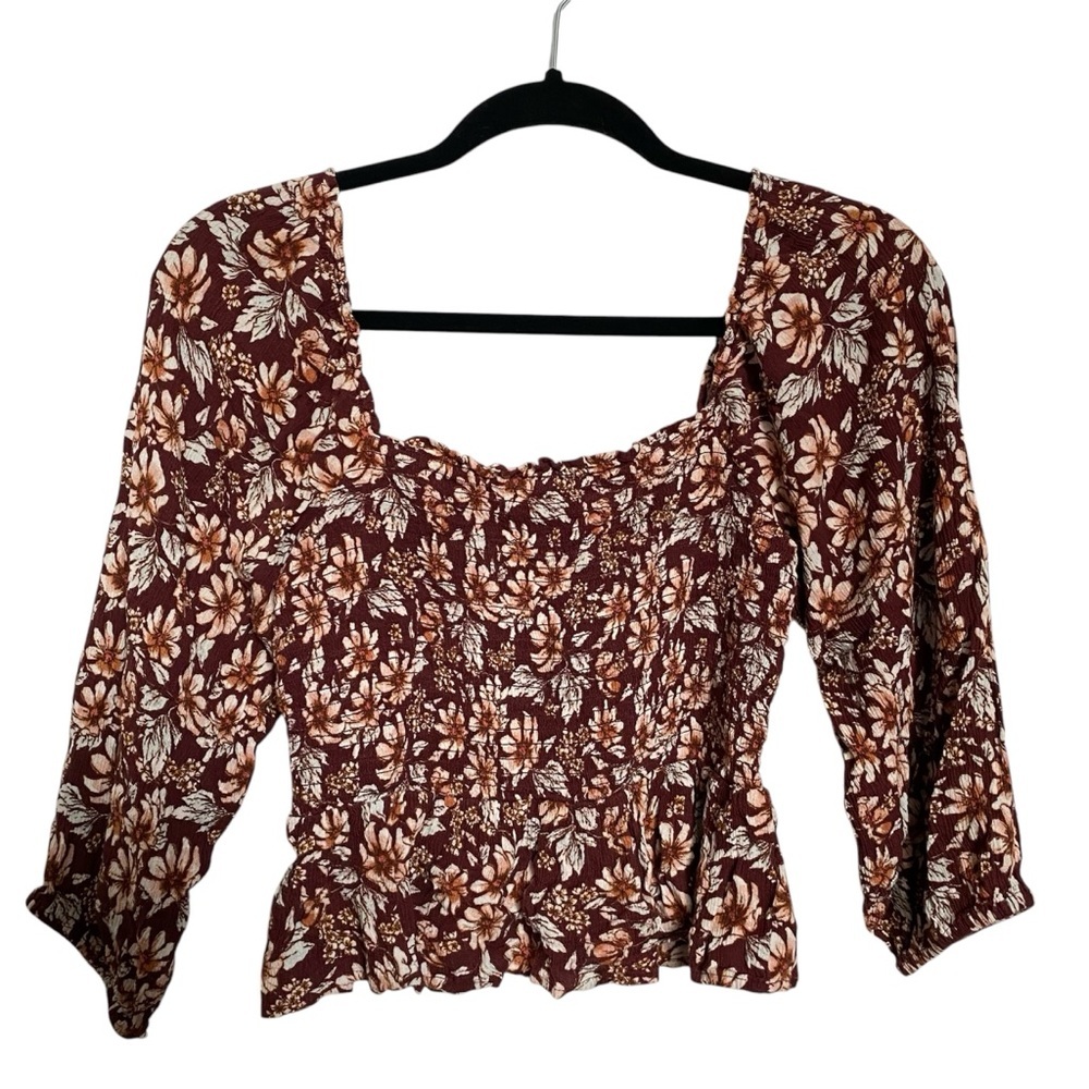 American Eagle Floral Brown Women's Top